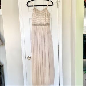 Amelia Rose ASOS Blush Tulle Maxi Dress Beaded Detail Size UK 8/US 4